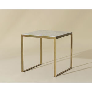 Evert 21.5 X 21.5 inch White / Antique Brass End Table